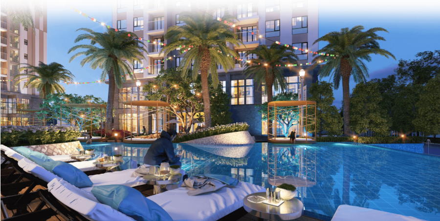 Phối cảnh của hồ bơi tại The Privé